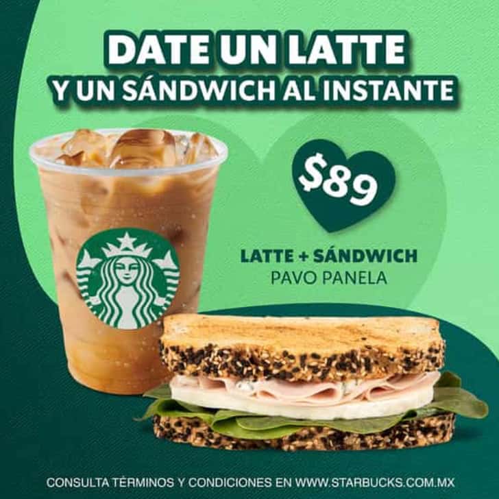 Combo Latte + Sandwich de pavo y panela